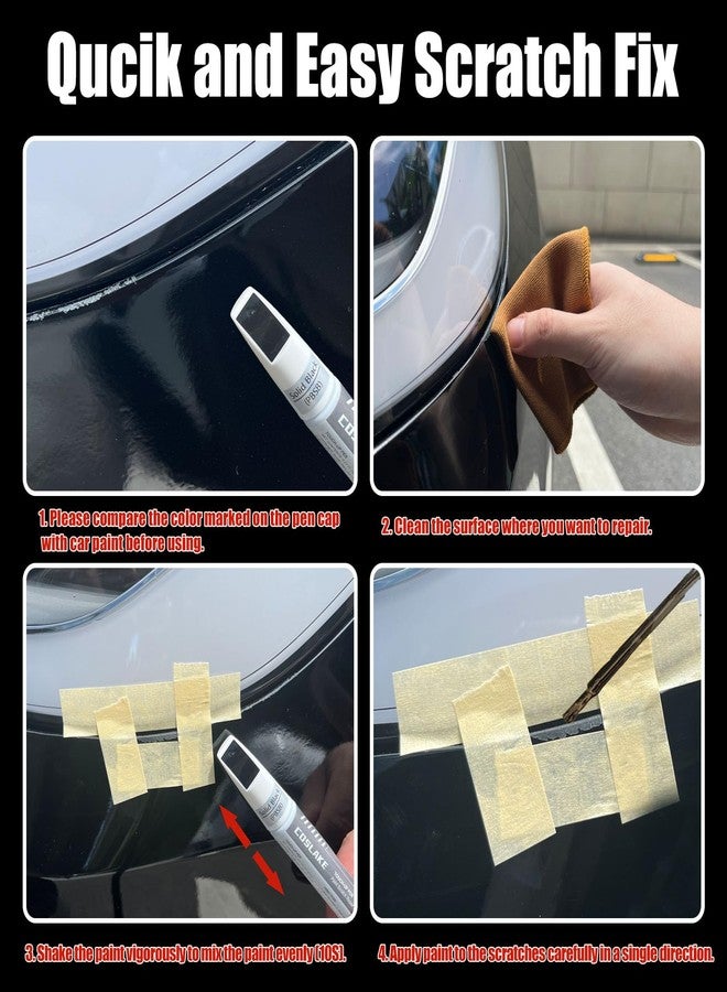 COSLAKE Car Touch Up Paint(Solid Black(PBSB)) for Tesla Model Y/3/S/X, 2 in 1 DIY Car Paint Scratch Repair Kit with Pen Tip & Brush, Scratch Remover Pen with Color-Matched for Tesla - Image 4